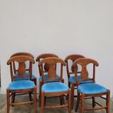 Set of 6 directoire style velvet chairs