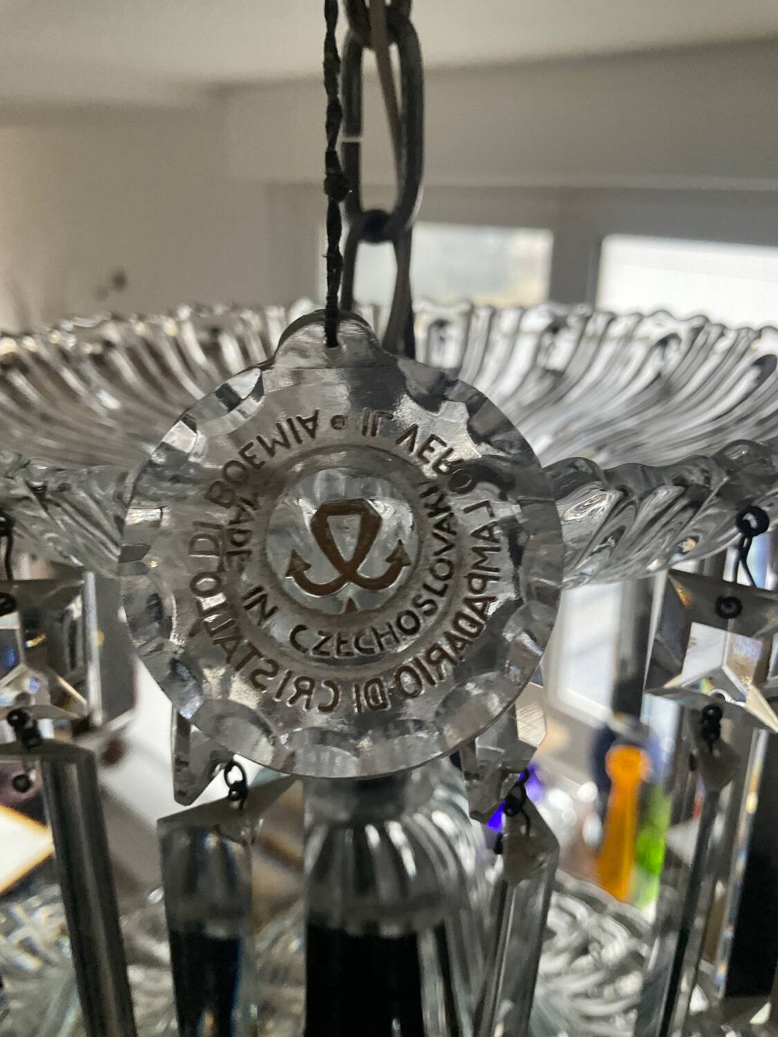 Bohemian crystal basket chandelier