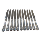 11 silver-plated dessert knives, Ercuis goldsmith, Roses model, Louis XVI style