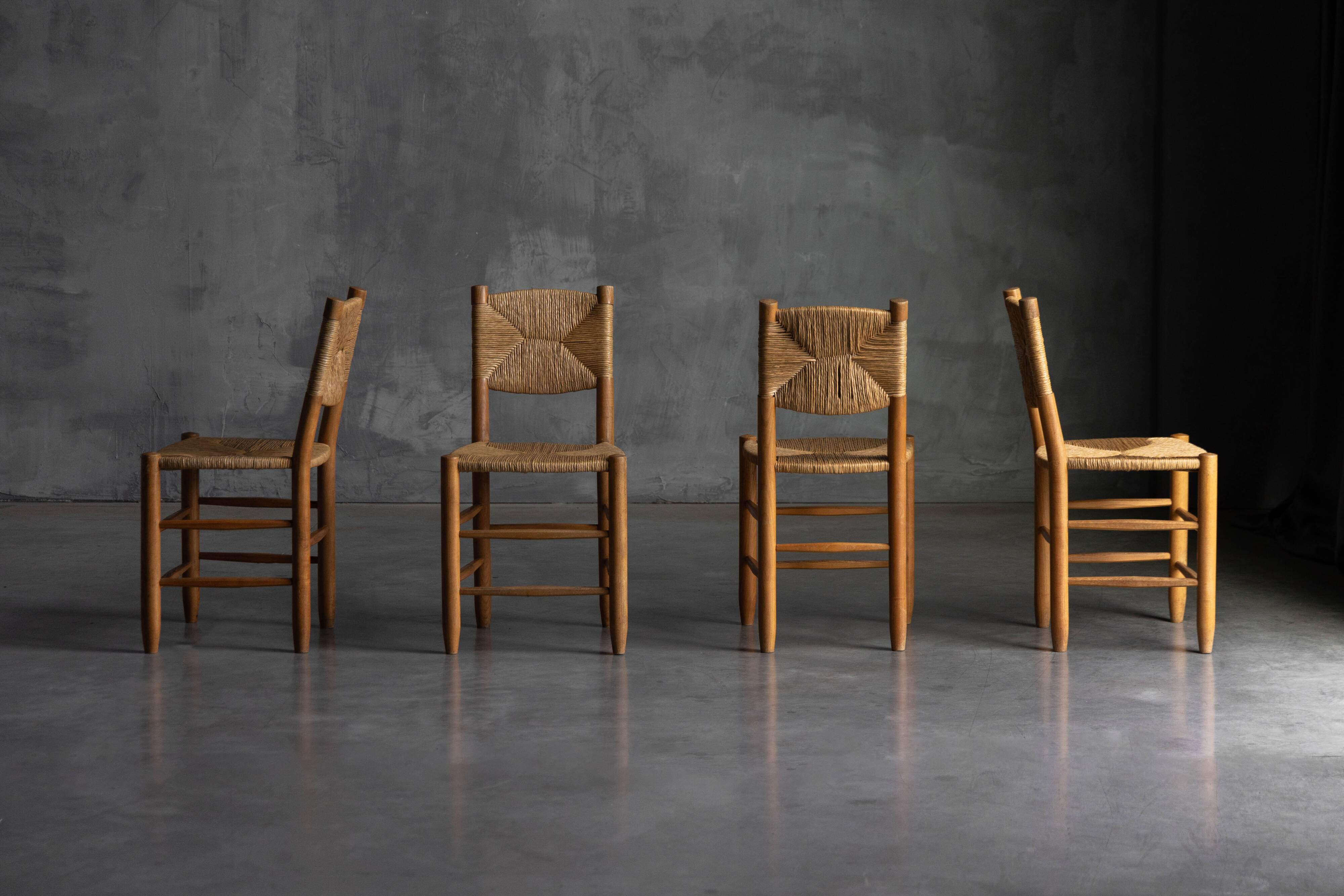 "Bauche" Dining Chairs by Charlotte Perriand for Steph Simon, France, 1950s