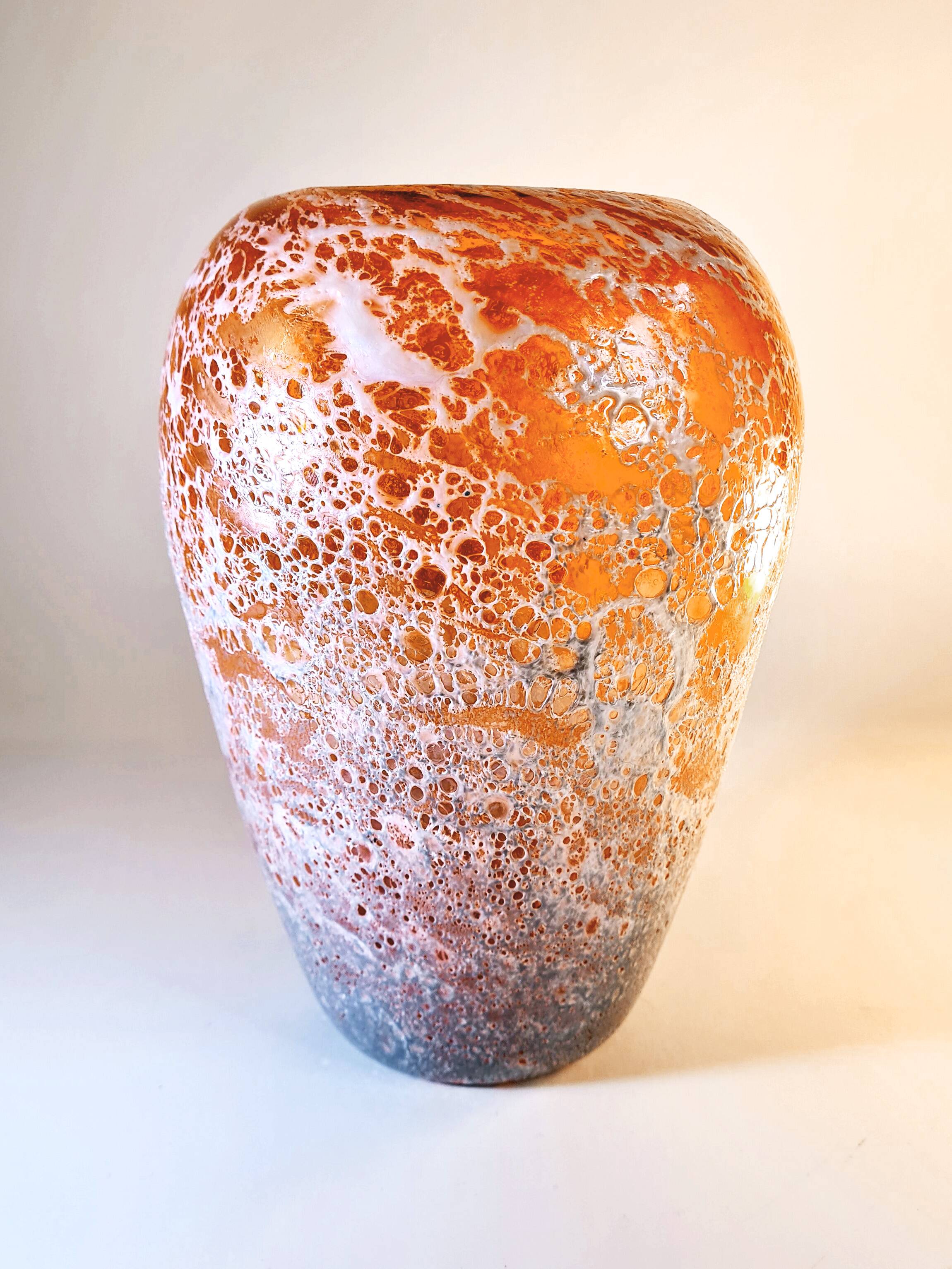 Blown glass vase – sea foam effect