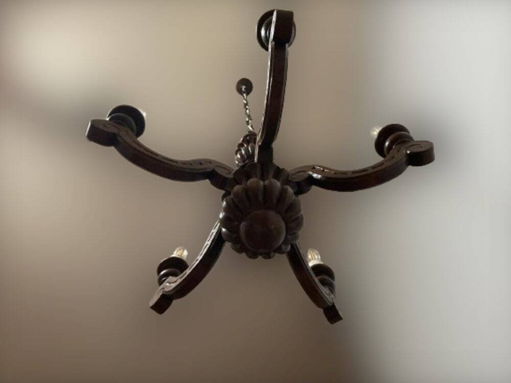 Louis XVI style wooden chandelier, 1890s