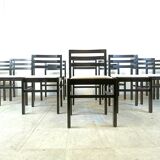 Vintage brutalist dining chairs, set of 10 - 1970s