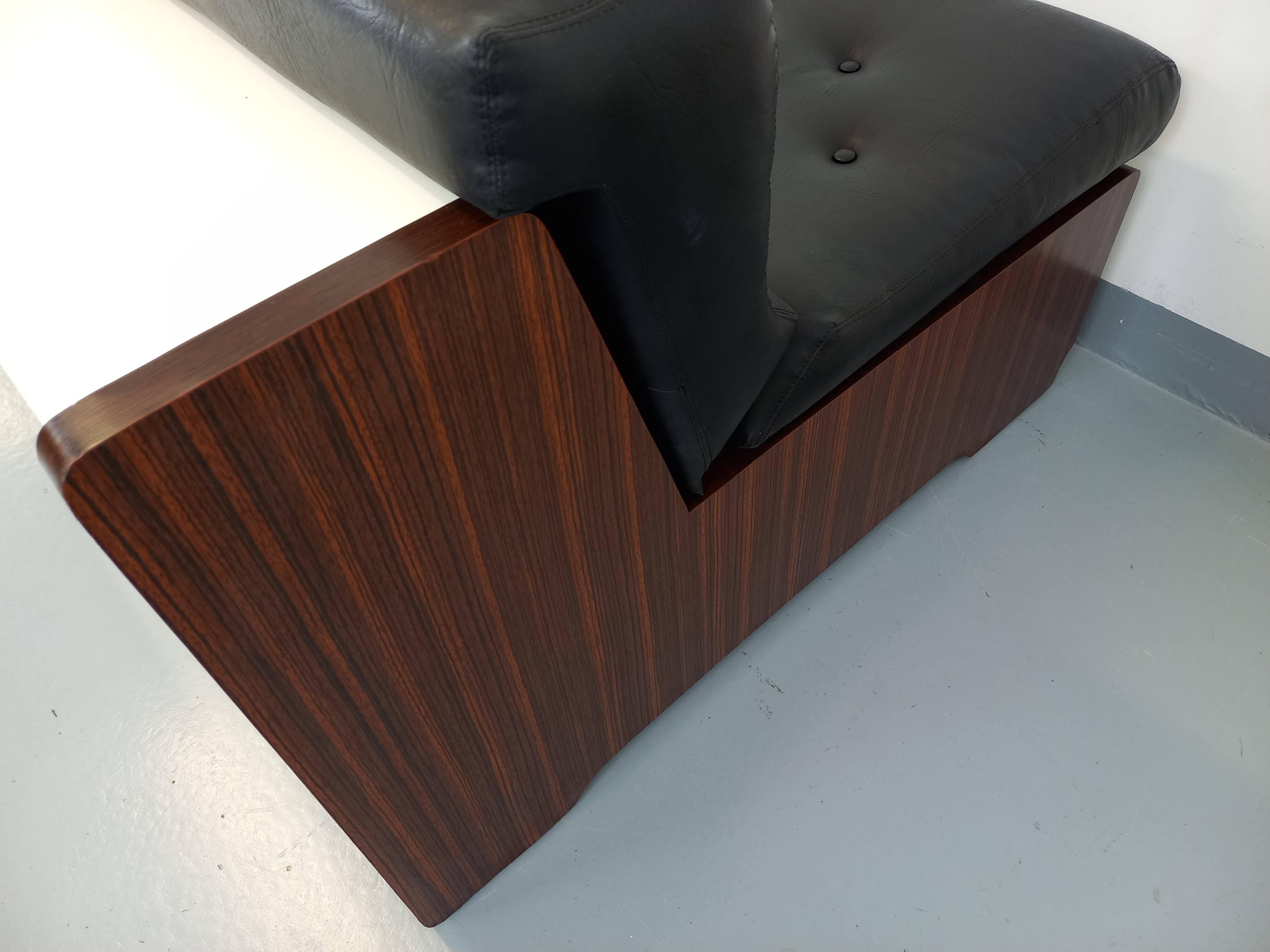 Vintage sofa bed bench with integrated lighting, Italian design Beka Tortuga, in skai, fiber