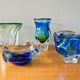 Val St Lambert Green Glass Vase from Belgium