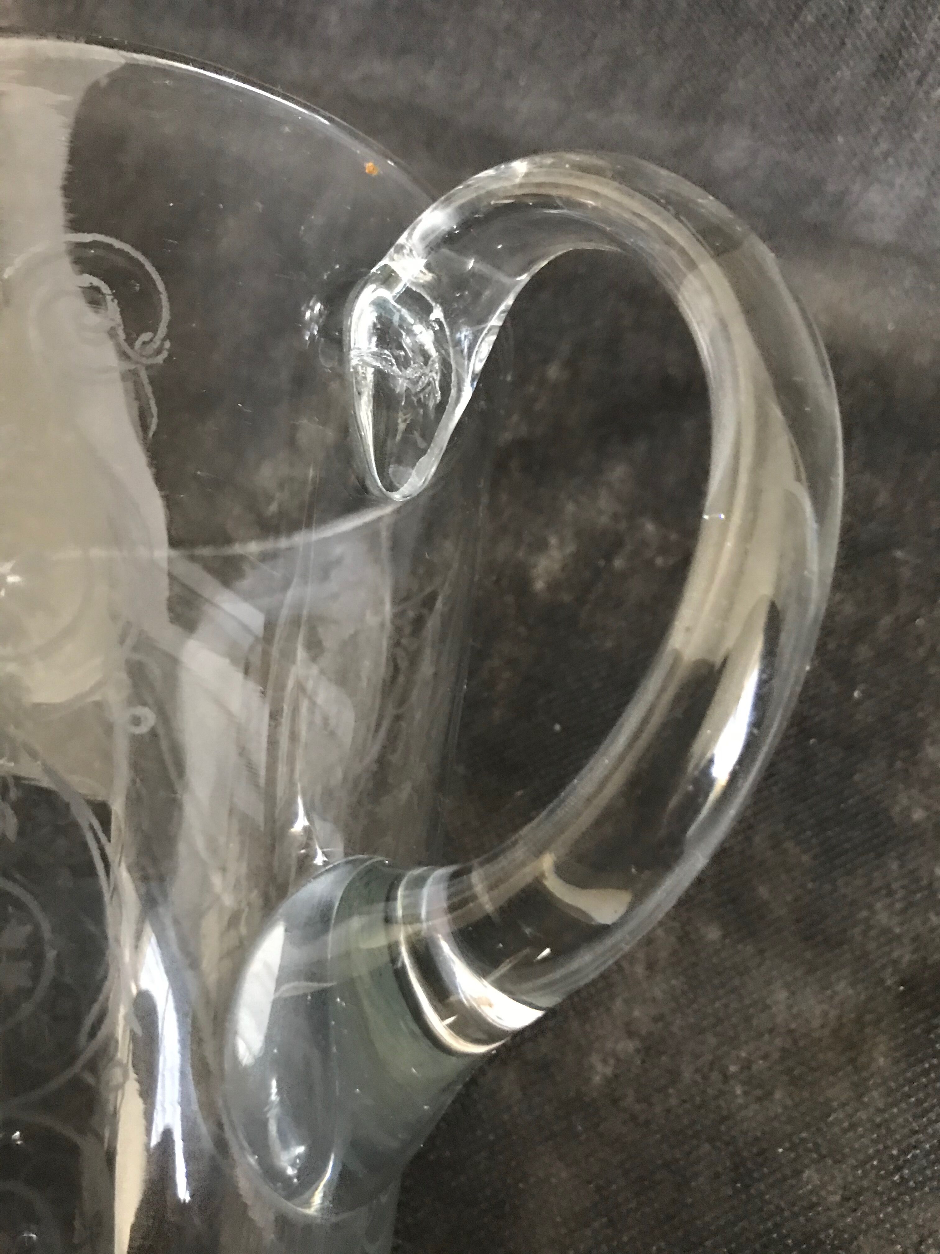 Pitcher - Napoleon III - 1/2 crystal blown and engraved with volutes