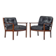 Mid Century Rosewood Armchairs in Leather, Danish Design 1950s