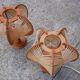 Pair of Scandinavian vintage wood and wire bedside lamps