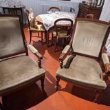 Fauteuils style classique velours vert de gris année 50