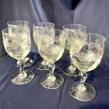 Set of 6 water glasses in engraved glass vierzon emma model