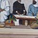 Huile sur panneau suédoise "Trois chiffres", Gösta Sundvall