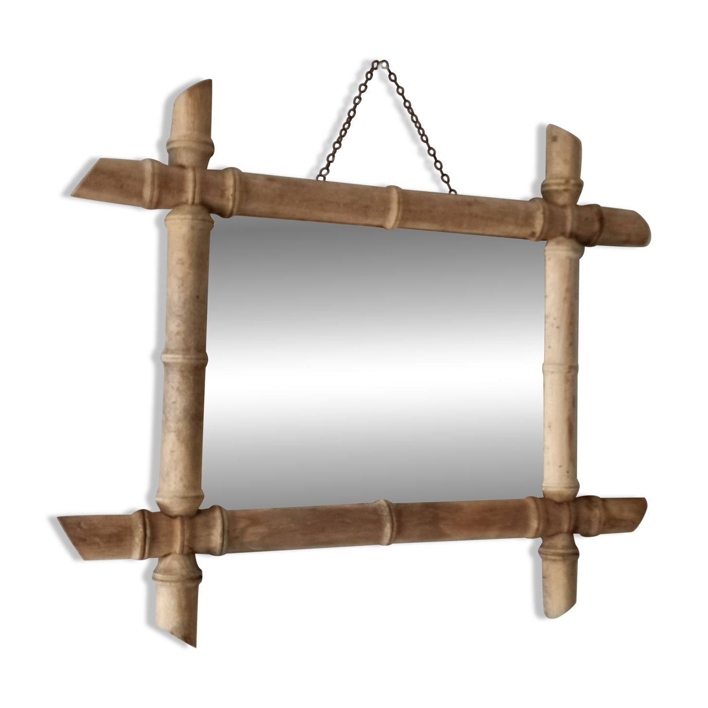Antique mirror with faux bamboo