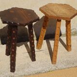 solid pine tripod stools, 2