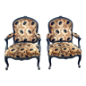 Paire de fauteuils à la reine laqués. Napoléon III, XIXe siècle