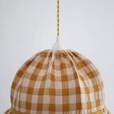 Vintage dome pendant light with ruffles "mustard gingham print"
