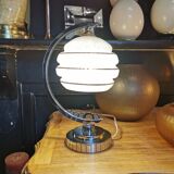 Half-moon chrome art deco lamp