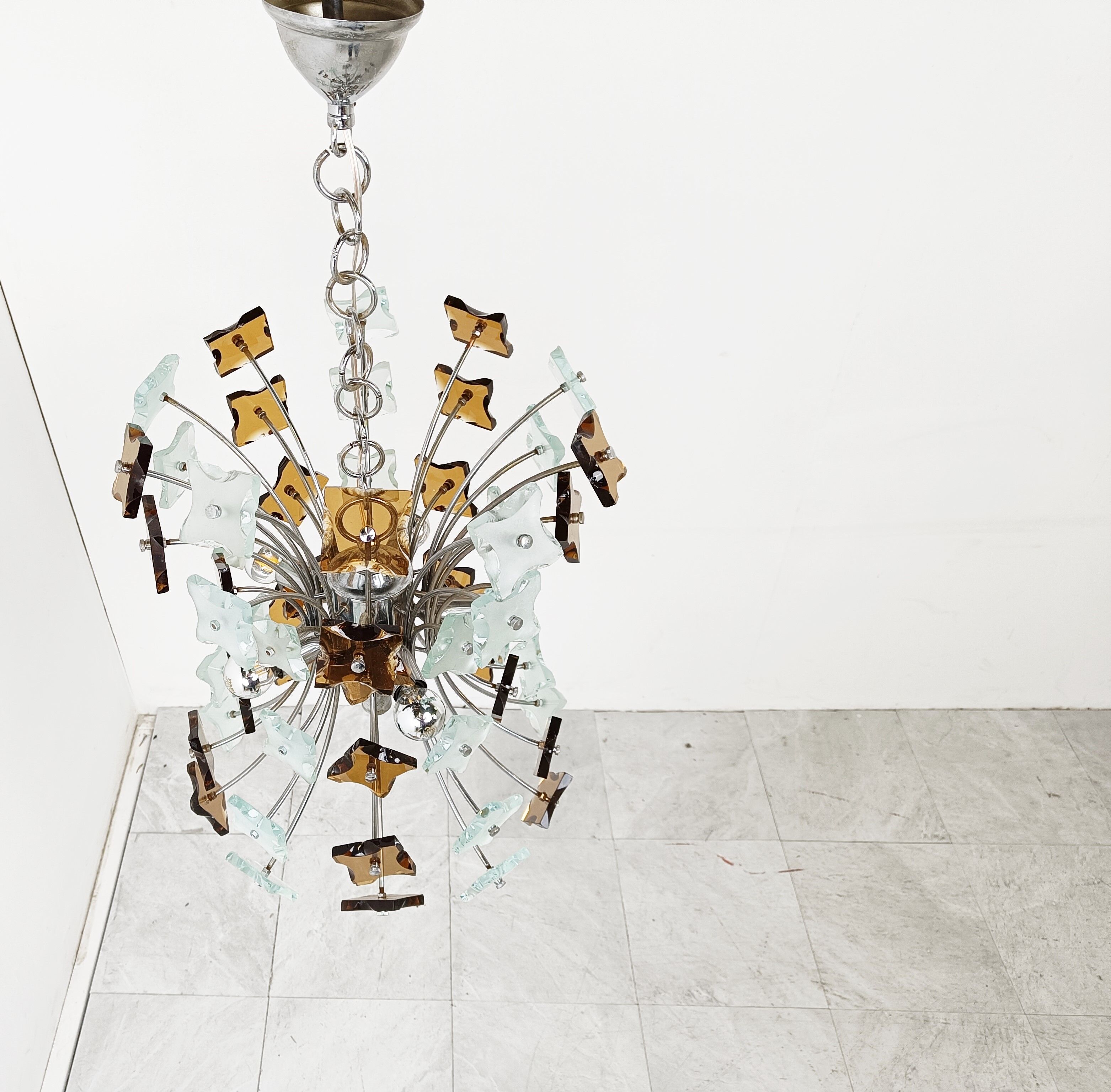 Mid century glass sputnik chandelier, 1970s