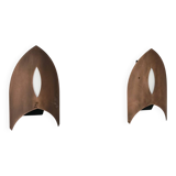 Pair of vintage matte copper wall lights, France, 1970.