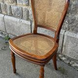 Four caned and wood chairs, Louis Philippe style, vintage, 1960s
