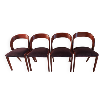 Set of 4 Gondola model chairs by Baumann vintage 1970s