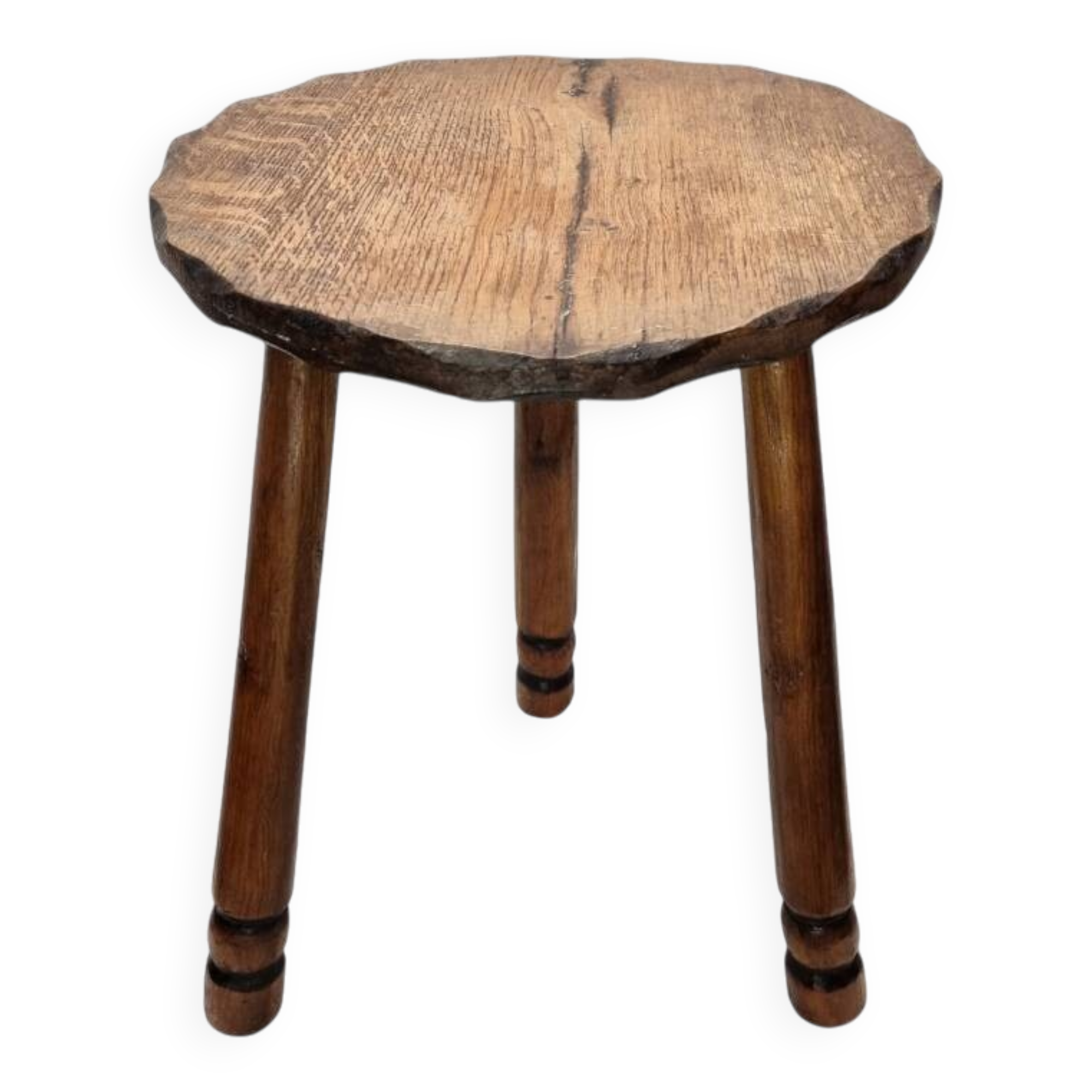 Tabouret tripode en chêne français, années 1960