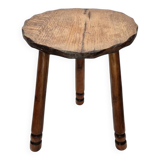 French Oak Tripod Stool, 1960s