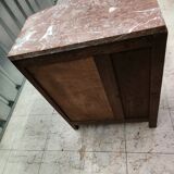 Old bedside table in wood and marble