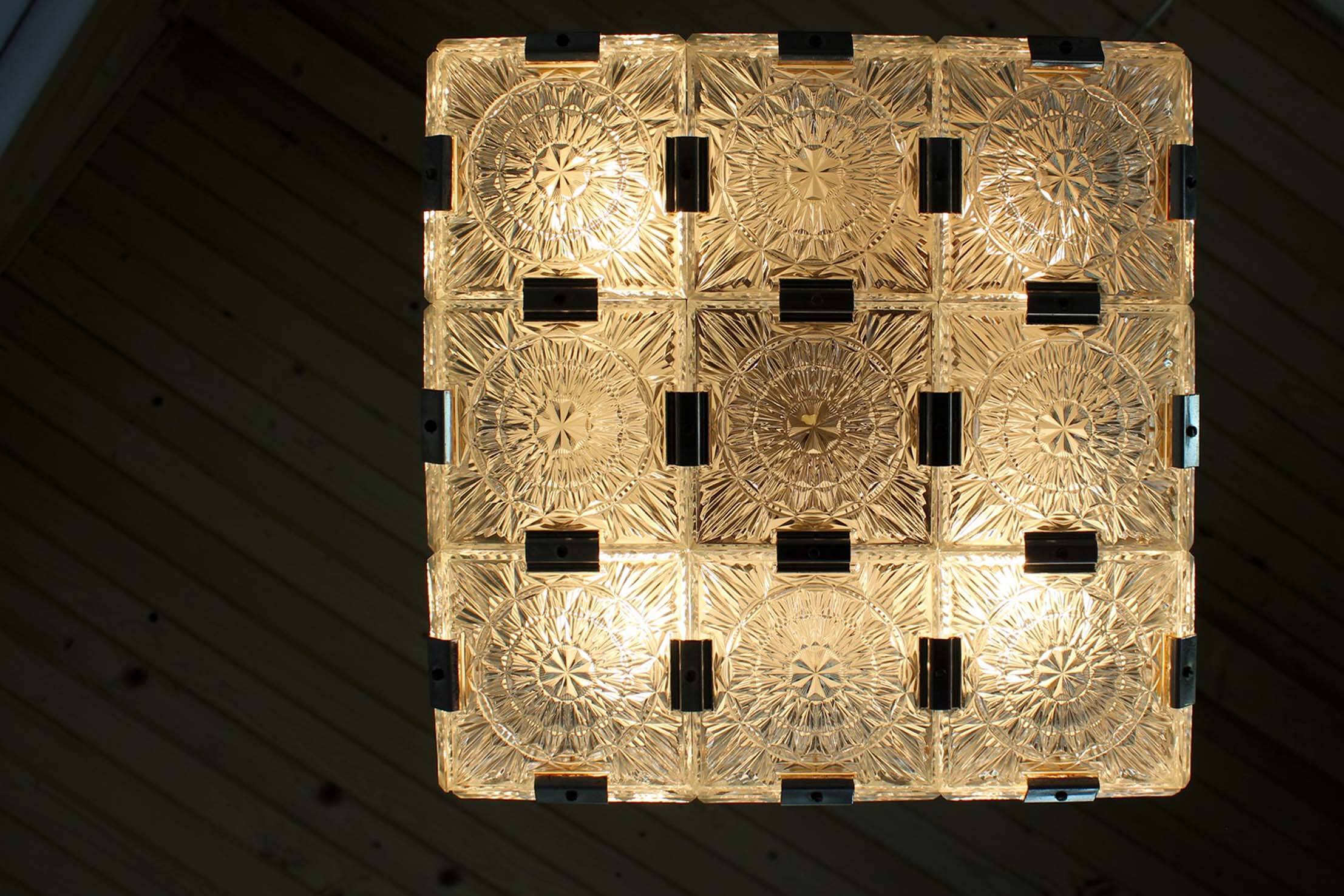 Vintage Sculptural Glass Pendant Lamp by Kamenický Šenov, 1970s