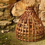 Small rattan pendant light, handmade, 17x21cm
