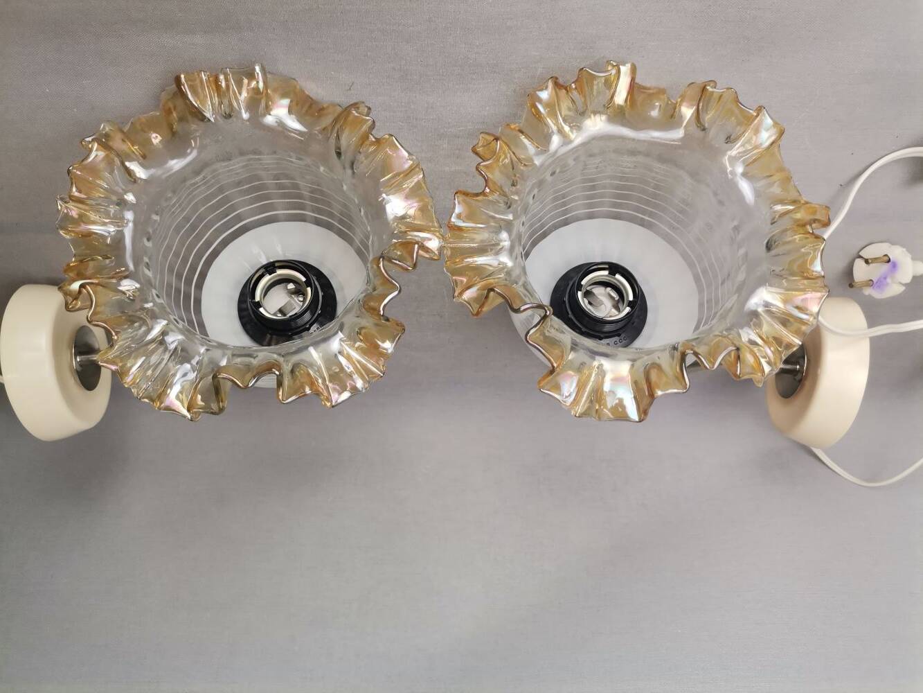 Pair of 1980s glass tulip wall lamps from USSR