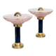 Pair of Art Deco bedside lamps, glass signed by Muller