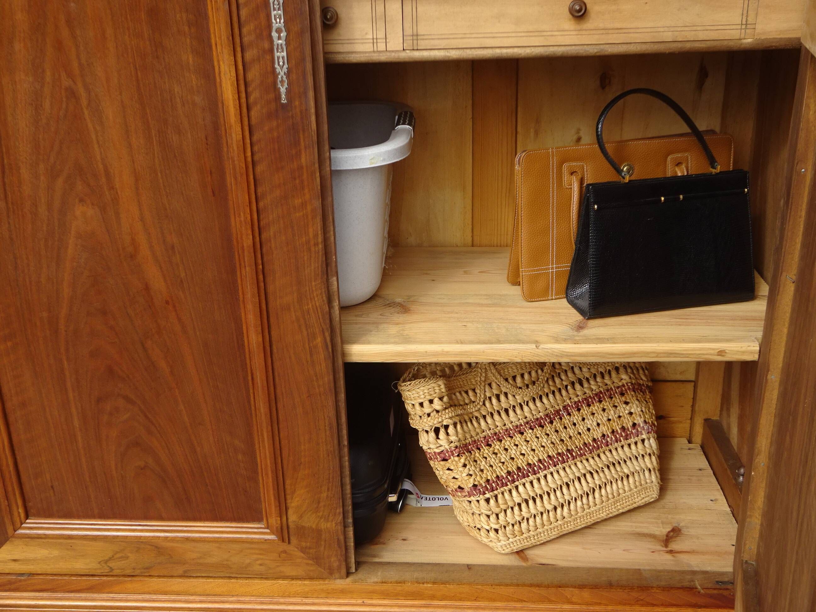 Large antique wardrobe in solid walnut