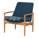 Scandinavian oak and blue wool armchair
