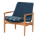 Scandinavian oak and blue wool armchair