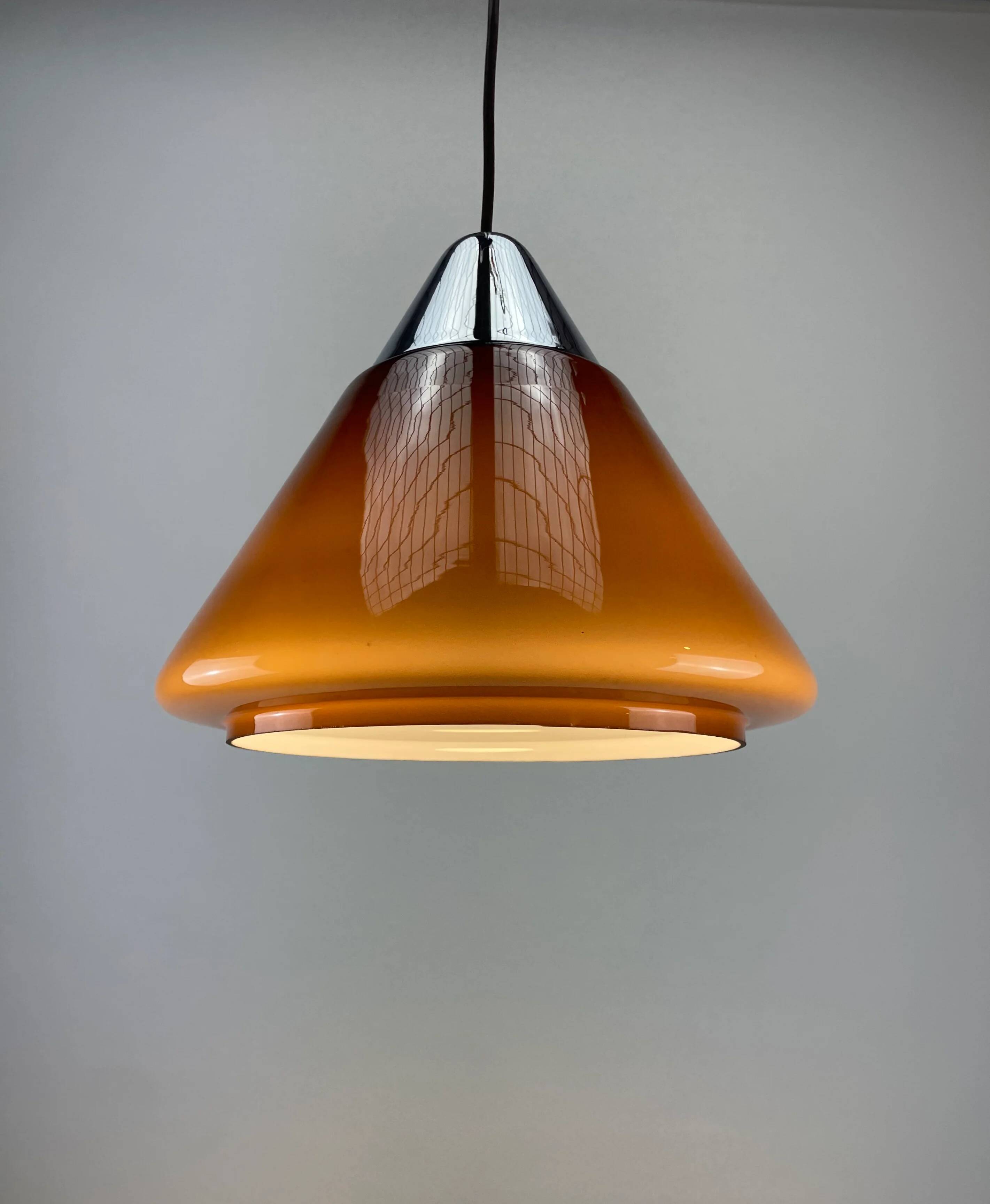 Suspension en verre marron par Hustadt Leuchten, 1960