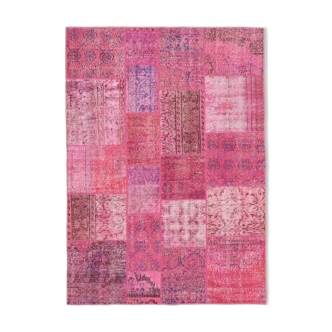 Tapis oriental à la main 170 cm x 239 cm patchwork rose