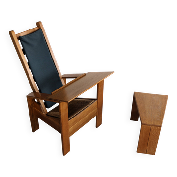 fauteuil vintage avec table d'appoint | Wim Mulder | années 1980