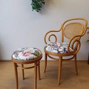 Wooden chair and stool, 1950 .