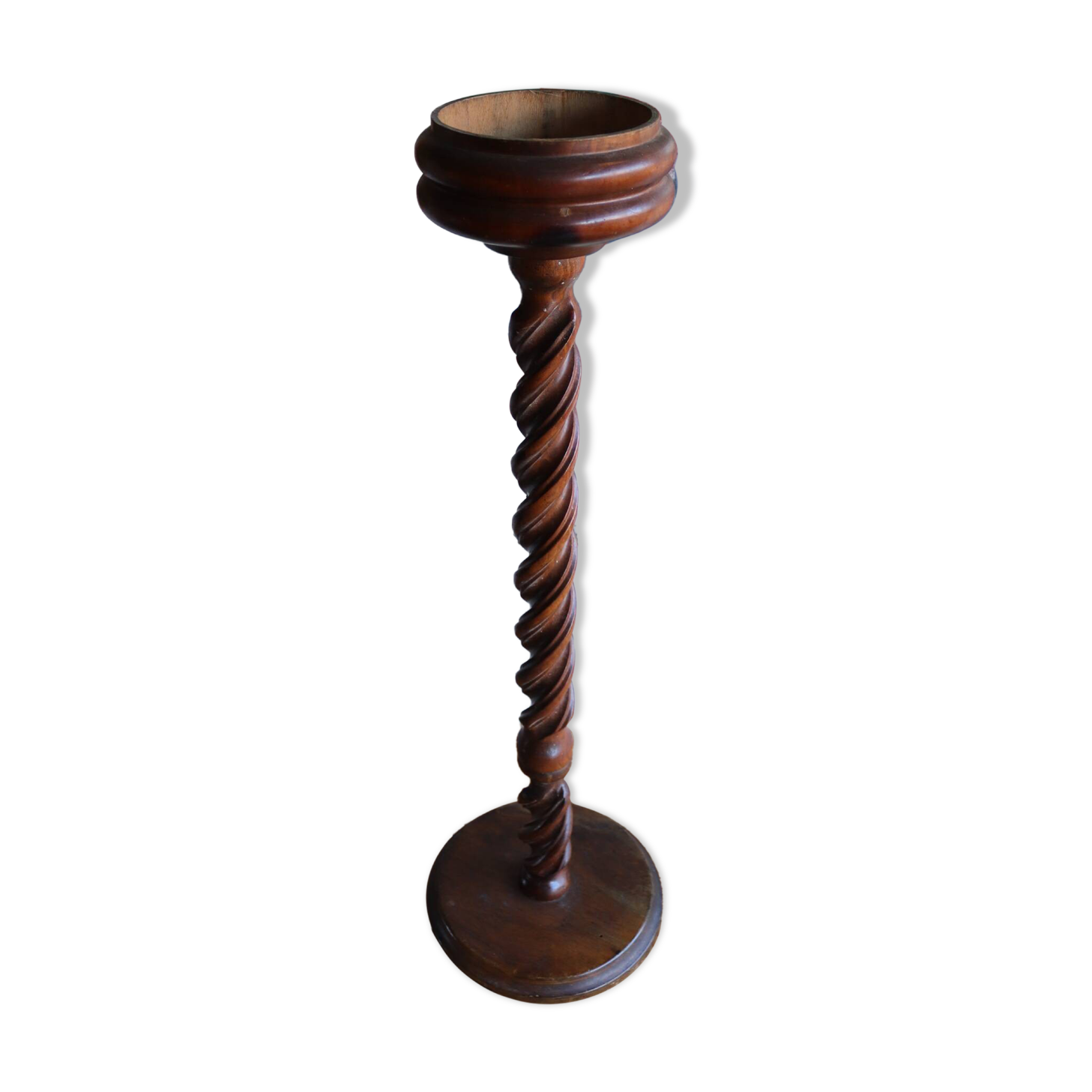 Candlestick / Bolster / Old plant holder in turned wood