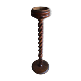 Candlestick / Bolster / Old plant holder in turned wood