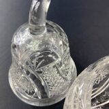 Large covered pear-shaped jar in Bohemian cut crystal