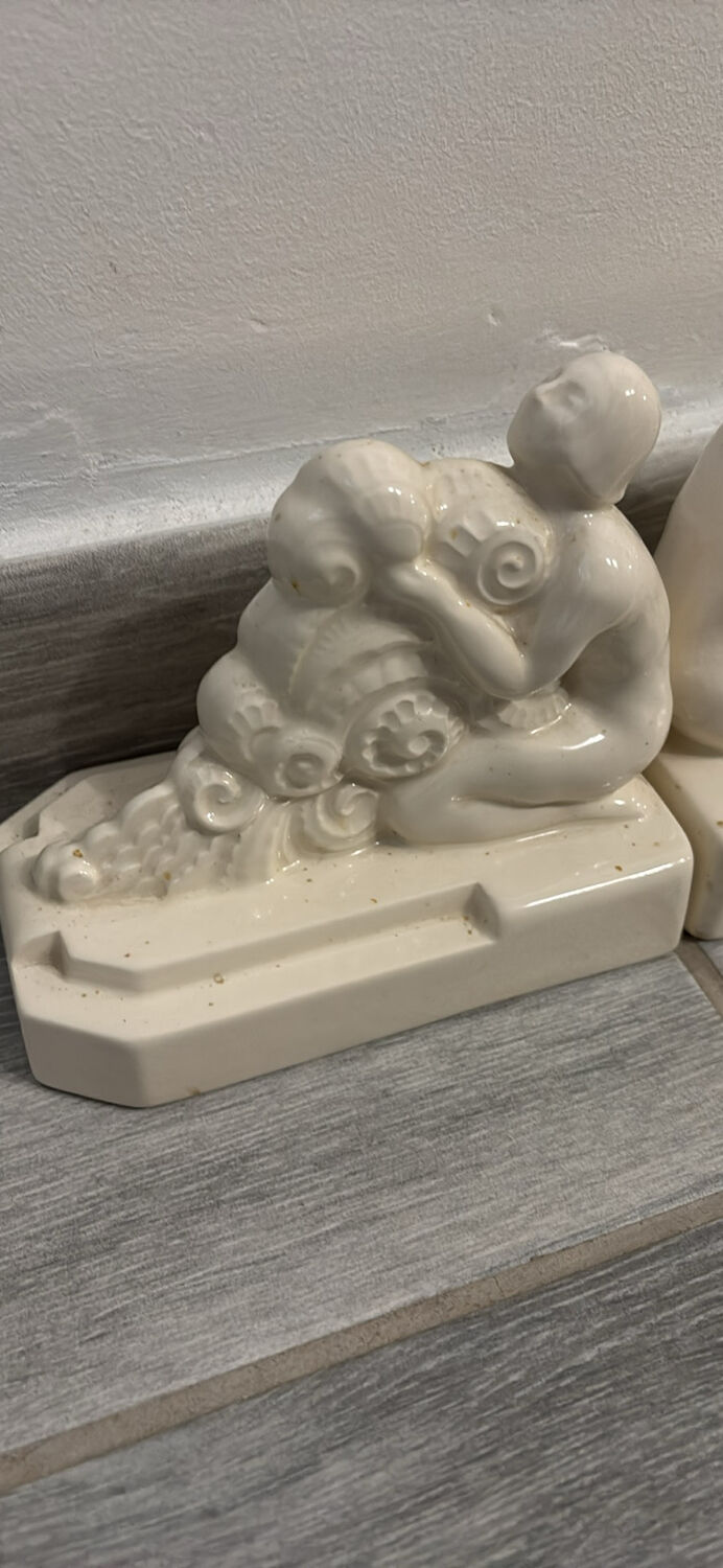 Paire de serre livres en faïence de Quimper