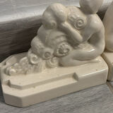 Paire de serre livres en faïence de Quimper