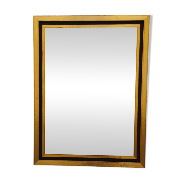 Miroir noir et dore art deco contemporain - 81,5cm x 61,5cm