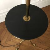Tripod floor lamp with adjustable height and shelf from the 1960s.