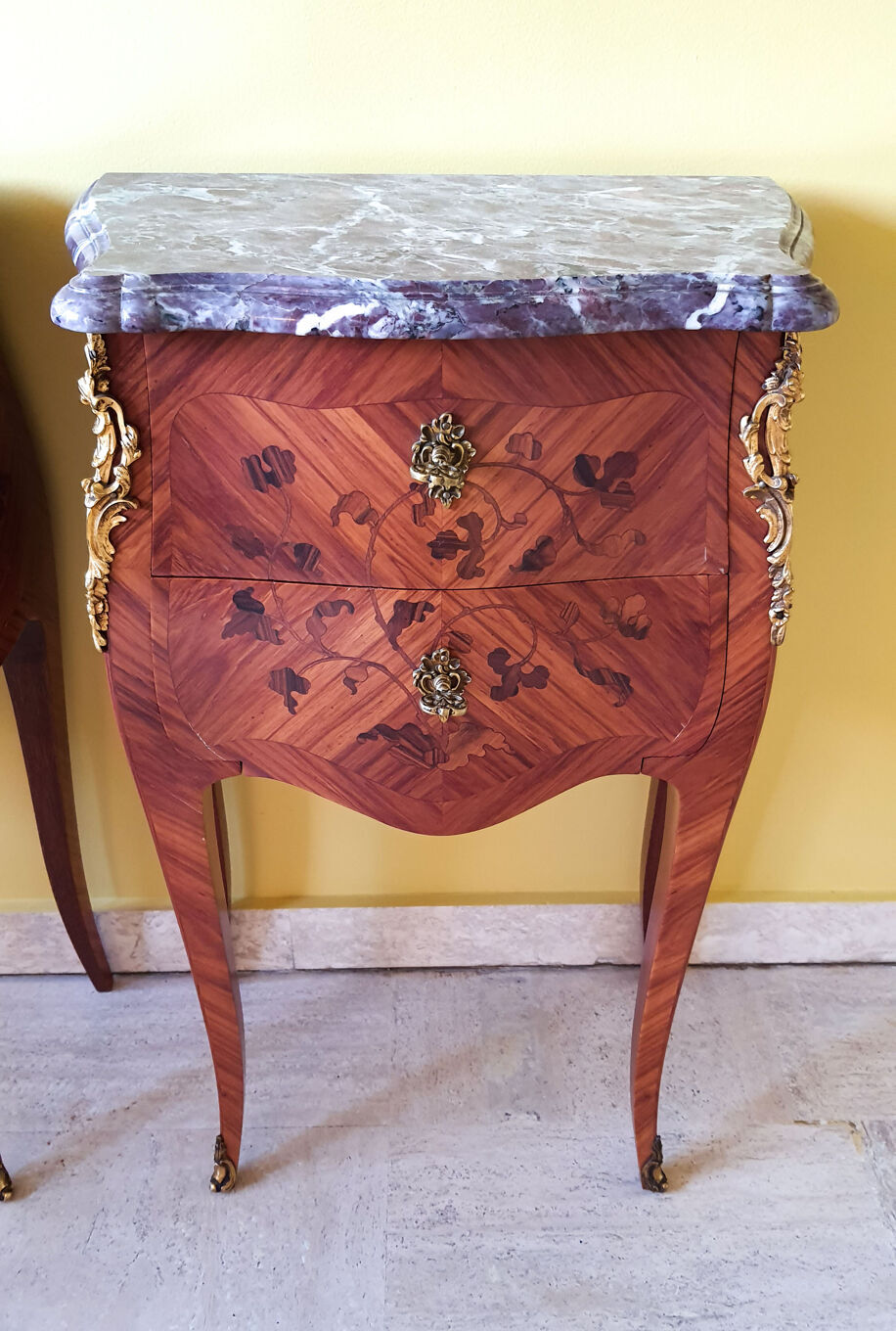 Pair chevets Louis XV marble breccia Violette