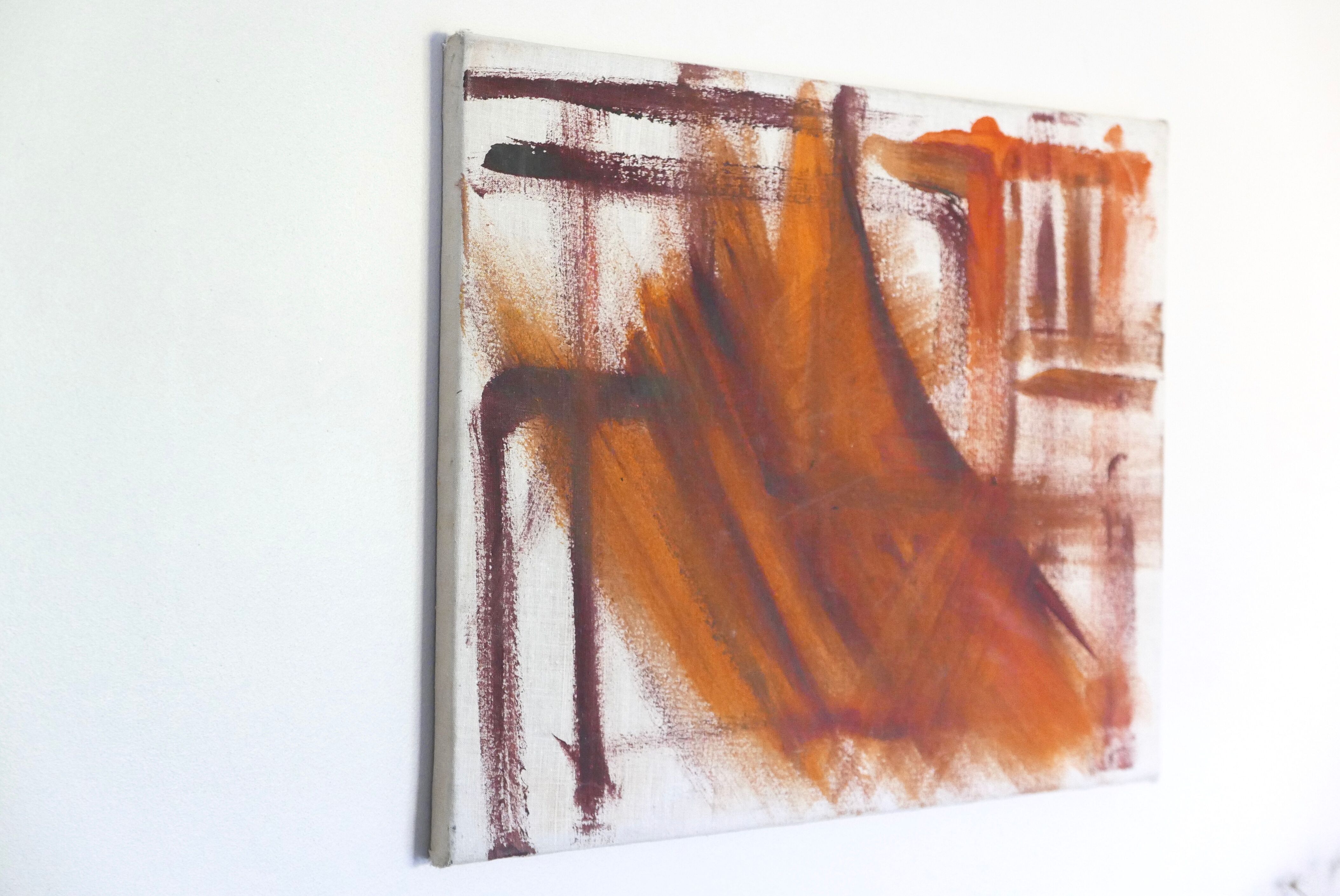 Painting, abstract painting orange tones, 60s