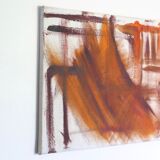 Tableau, peinture abstraite tons orangés, années 60