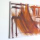 Tableau, peinture abstraite tons orangés, années 60