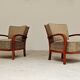 Pair of Krasna Jizba Art Deco solid wood armchairs